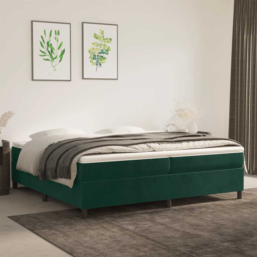 Struttura Letto a Rete a Molle Verde Scuro 200x200 cm in Velluto