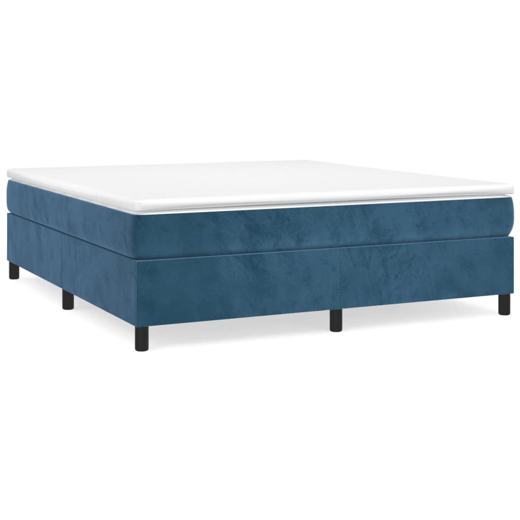 Struttura Letto a Rete a Molle Blu Scuro 200x200 cm in Velluto