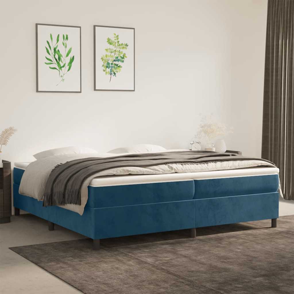 Struttura Letto a Rete a Molle Blu Scuro 200x200 cm in Velluto
