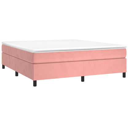 Struttura Letto a Rete a Molle Rosa 200x200 cm in Velluto