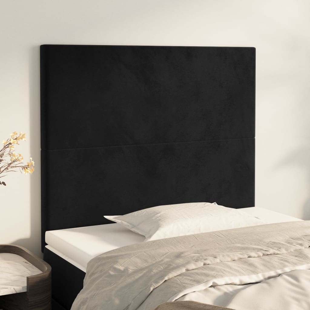 Testiera Nera 90x5x118/128 cm Velluto