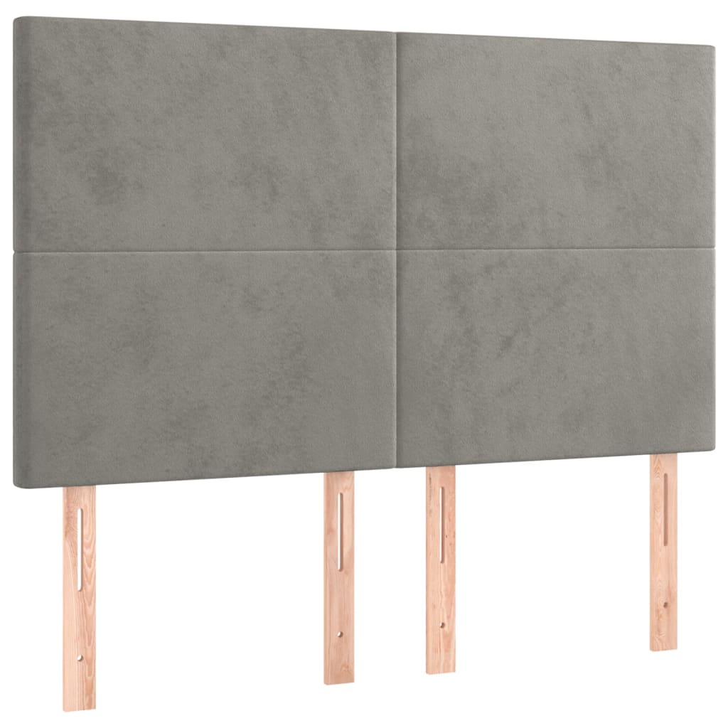 Testiere 4 pz Grigio Chiaro 72x5x78/88 cm in Velluto