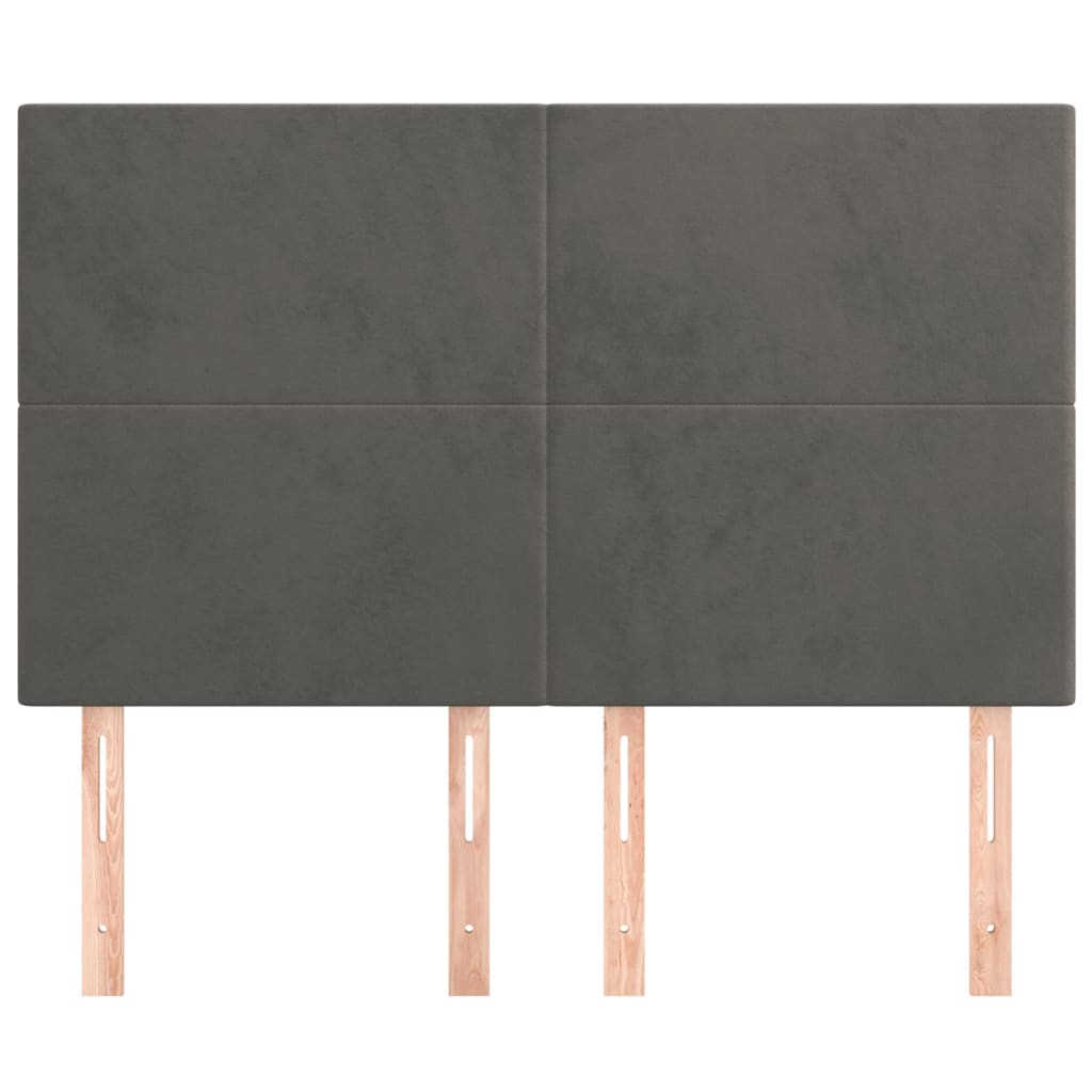 Testiere 4 pz Grigio Scuro 72x5x78/88 cm in Velluto