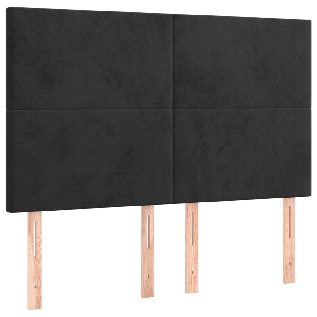 Testiere 4 pz Nere 72x5x78/88 cm in Velluto