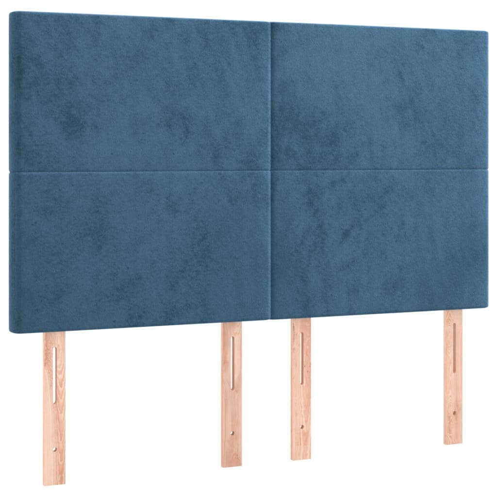 Testiere 4 pz Blu Scuro 72x5x78/88 cm in Velluto