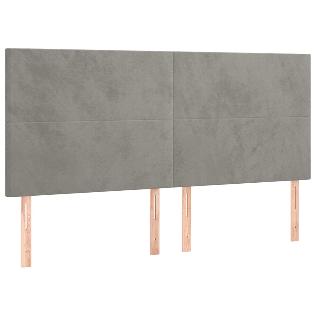 Testiera 4 pz Grigio Chiaro 80x5x78/88 cm in Velluto