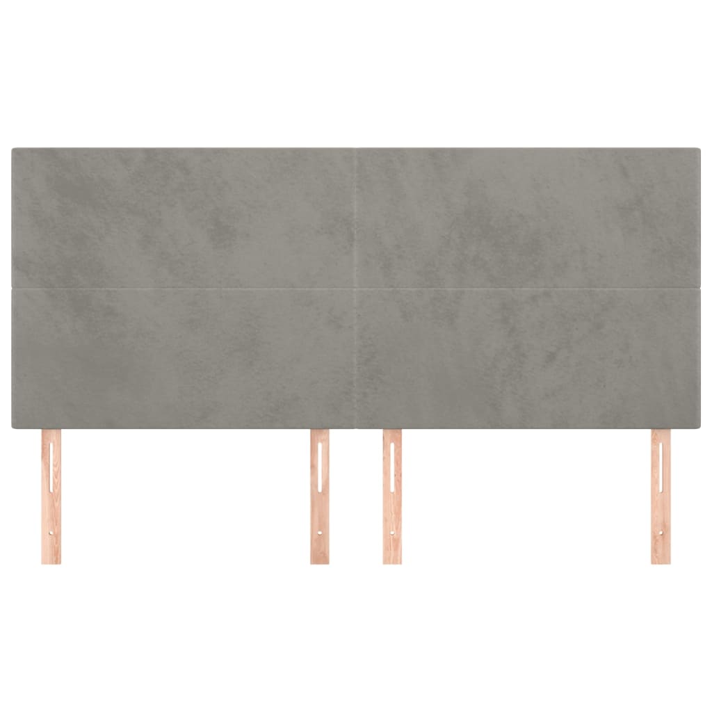 Testiera 4 pz Grigio Chiaro 80x5x78/88 cm in Velluto