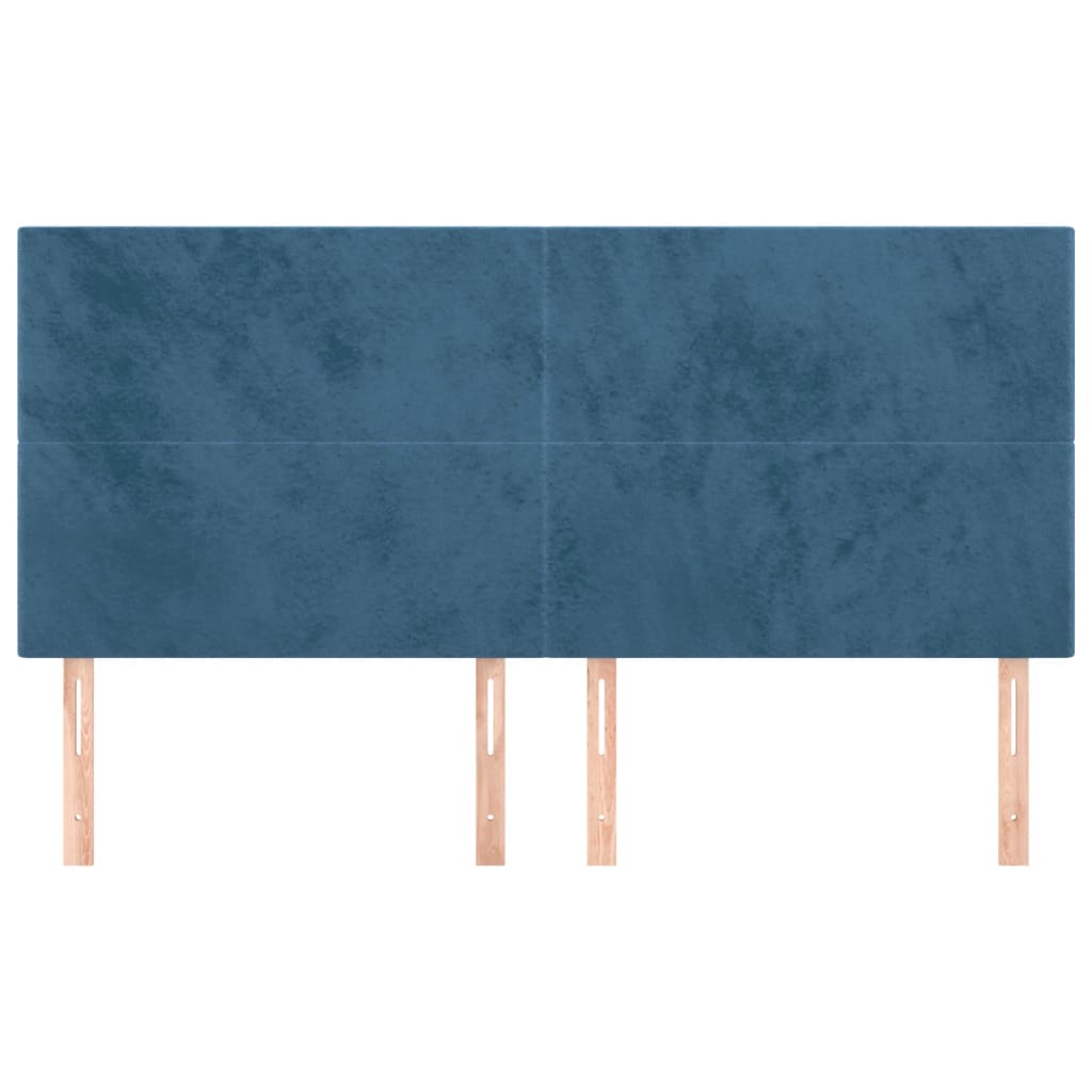 Testiera 4 pz Blu Scuro 80x5x78/88 cm in Velluto