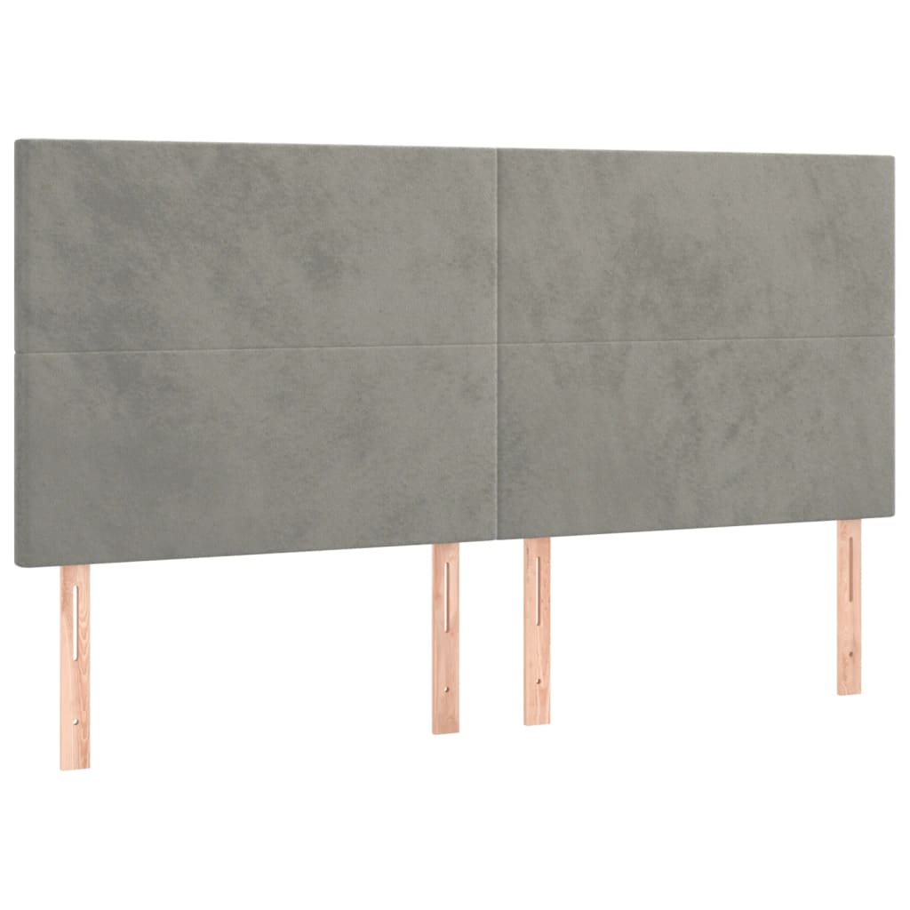 Testiera 4 pz Grigio Chiaro 90x5x78/88 cm in Velluto