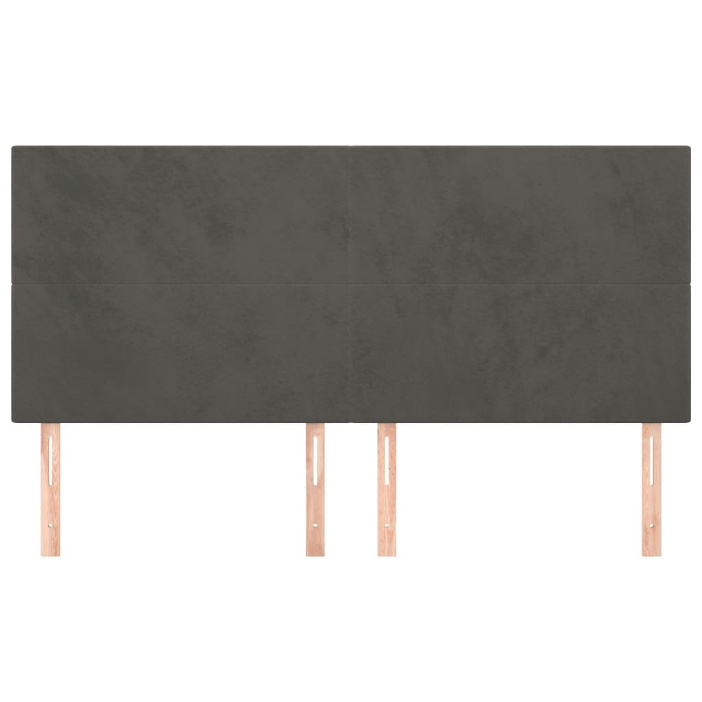Testiera 4 pz Grigio Scuro 90x5x78/88 cm in Velluto