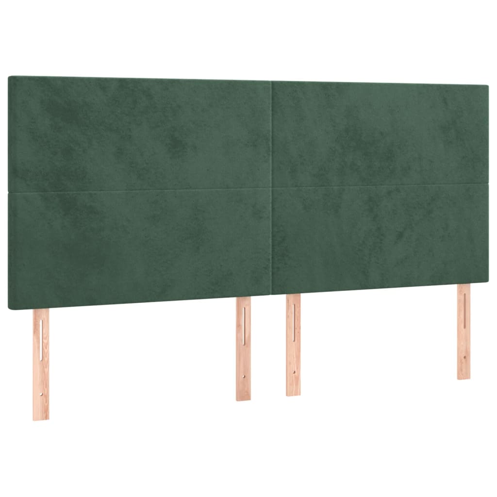Testiera 4 pz Verde scuro 90x5x78/88 cm in Velluto