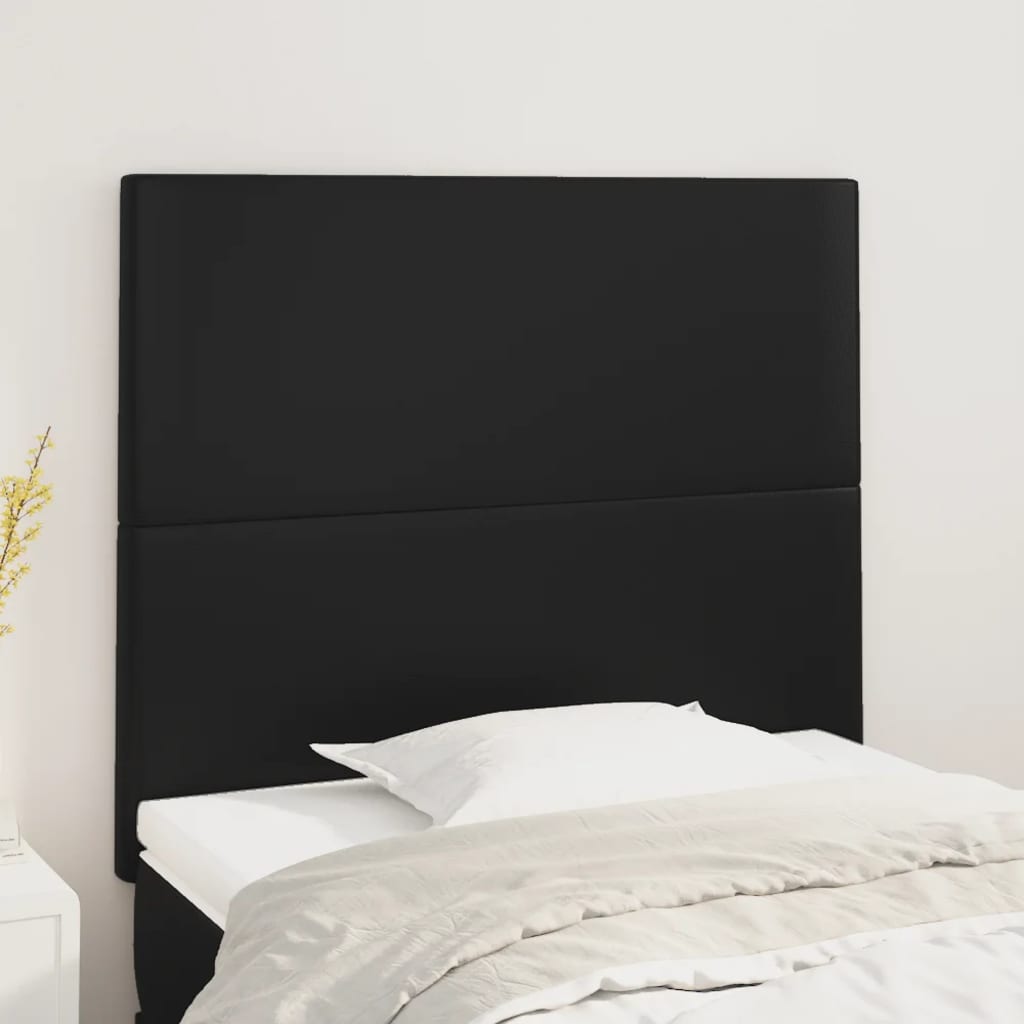 Testiera Nera 90x5x118/128 cm in Similpelle