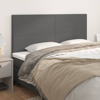 Testiera 4 pz Grigio 80x5x78/88 cm in Similpelle