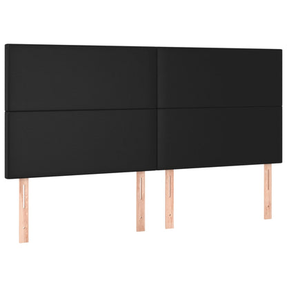 Testiera 4 pz Nero 90x5x78/88 cm in Similpelle