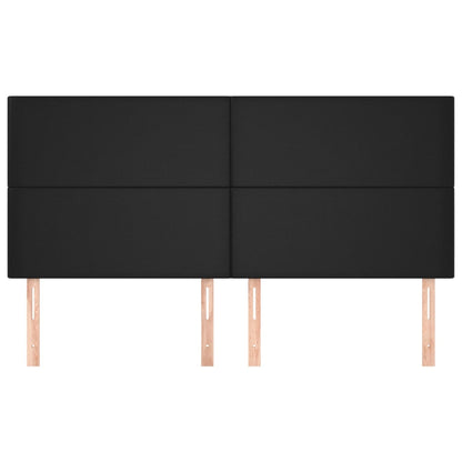 Testiera 4 pz Nero 90x5x78/88 cm in Similpelle