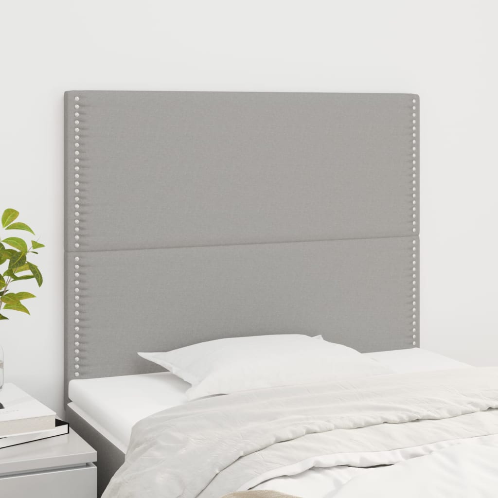 Testiera 2 pz Grigio Chiaro 90x5x78/88 cm in Tessuto
