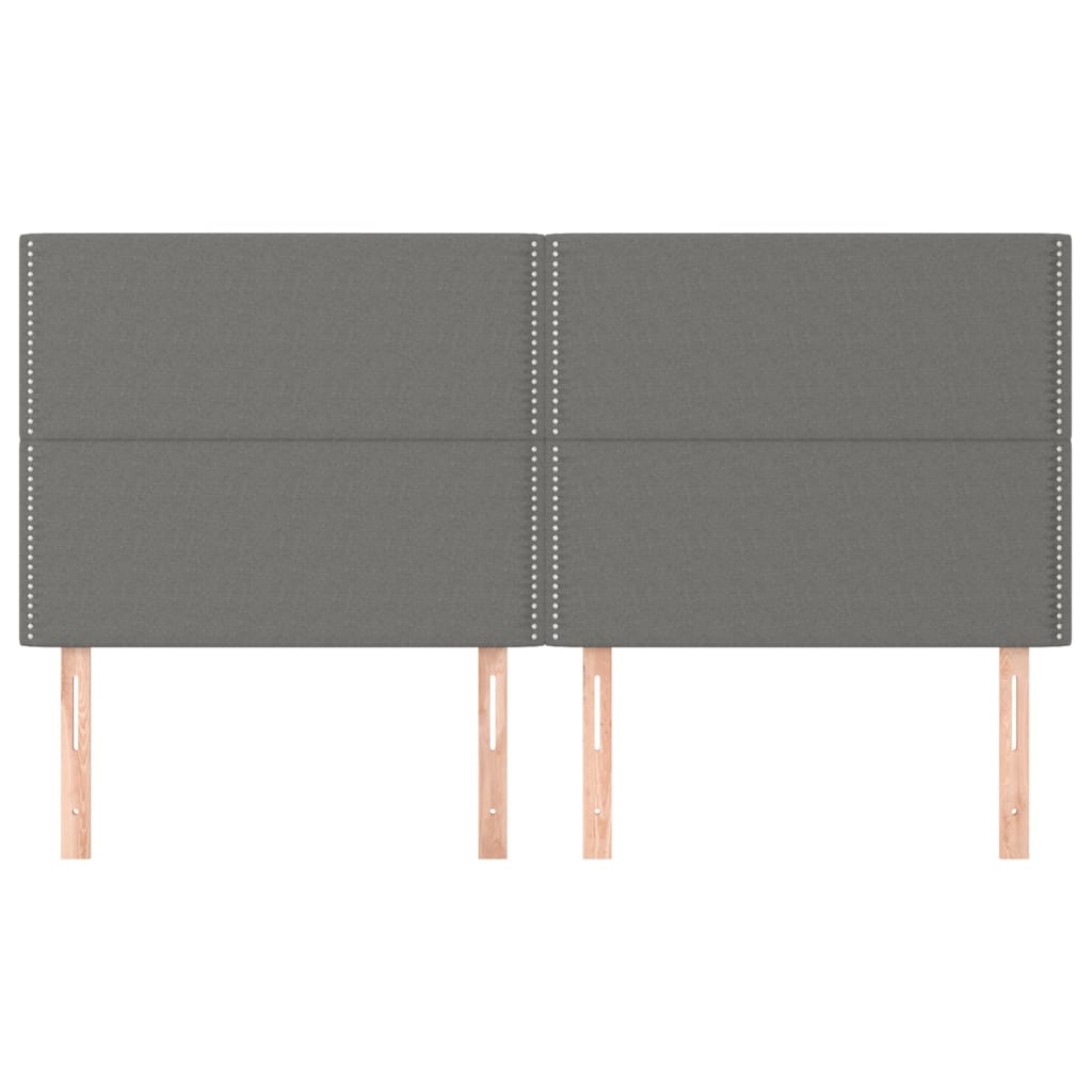 Testiera 4 pz Grigio Scuro 90x5x78/88 cm in Tessuto
