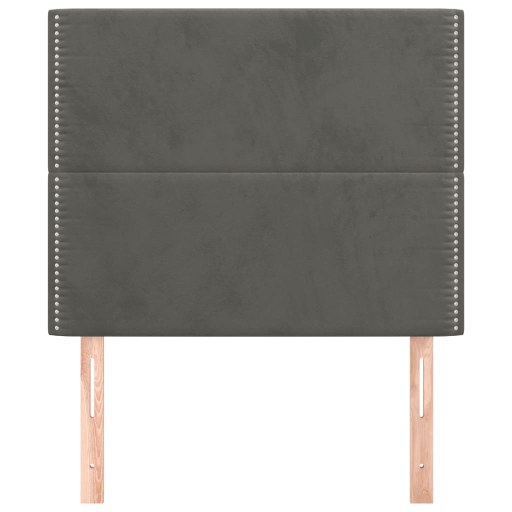Testiera 2 pz Grigio Scuro 90x5x78/88 cm in Velluto
