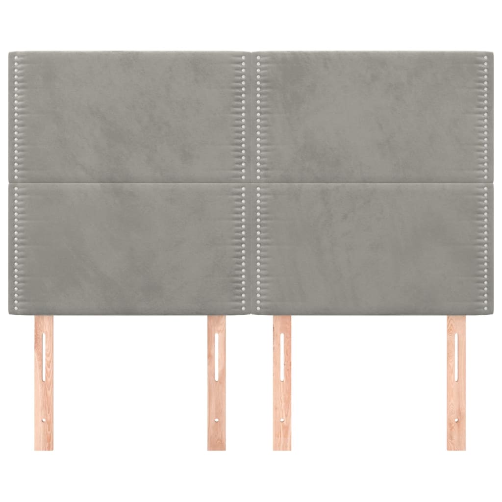 Testiere 4 pz Grigio Chiaro 72x5x78/88 cm in Velluto
