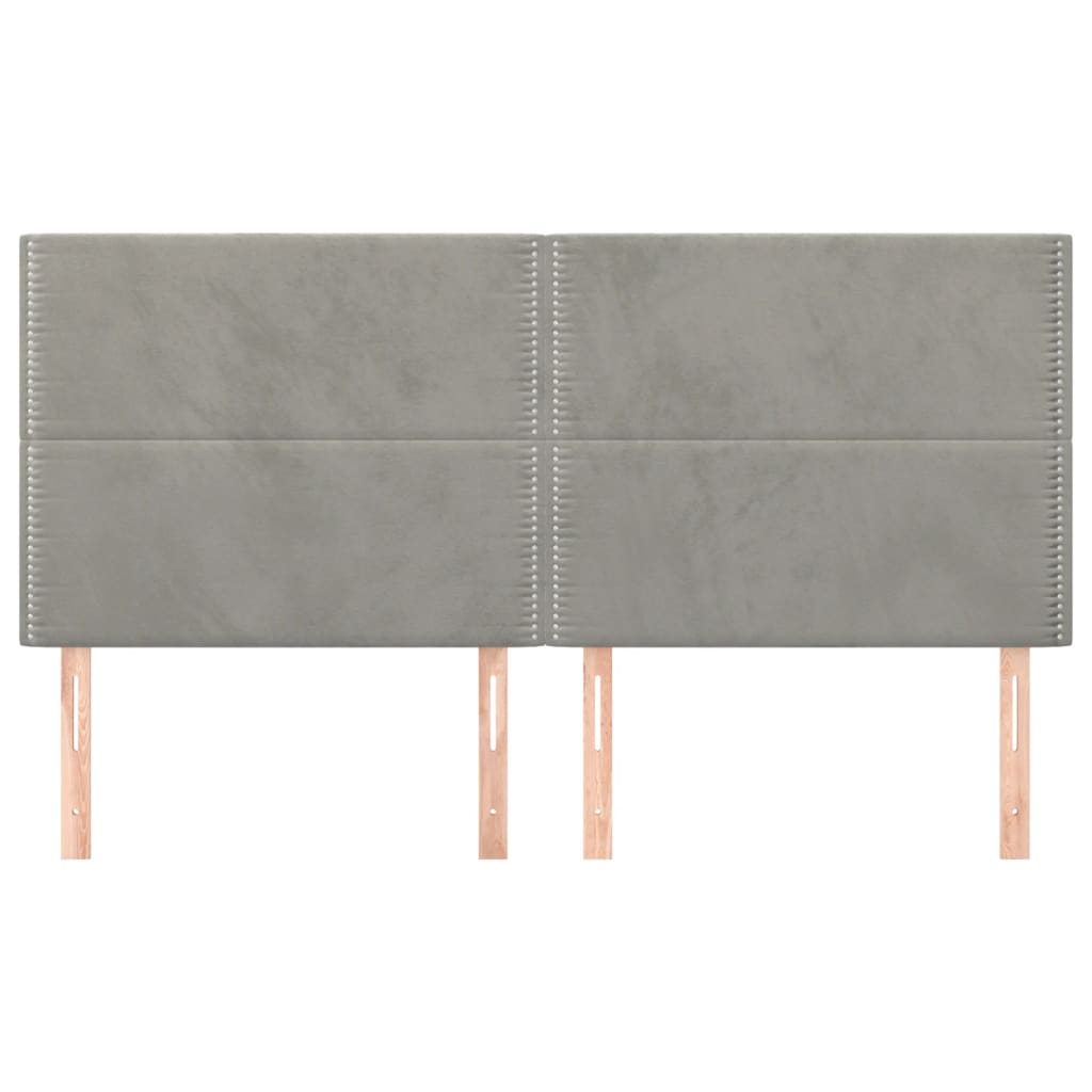 Testiera 4 pz Grigio Chiaro 80x5x78/88 cm in Velluto