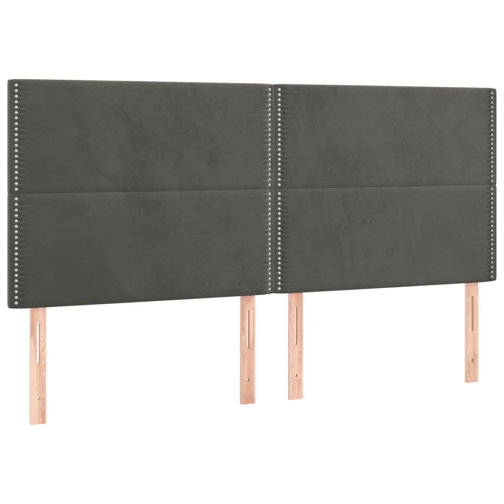 Testiera 4 pz Grigio Scuro 80x5x78/88 cm in Velluto