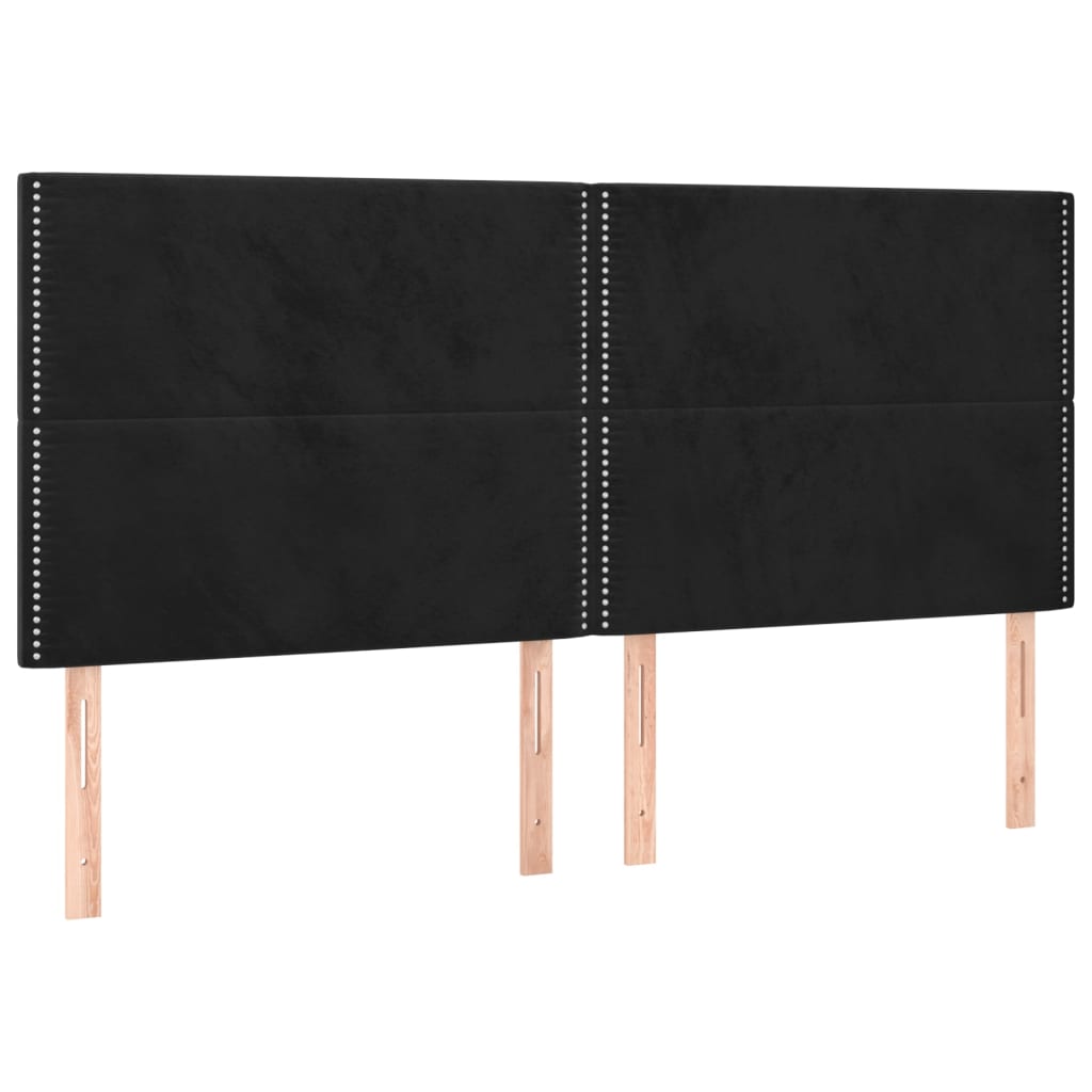 Testiera 4 pz Nera 80x5x78/88 cm in Velluto