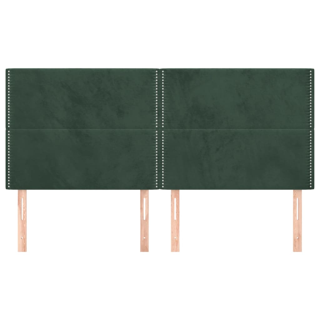 Testiera 4 pz Verde Scuro 80x5x78/88 cm in Velluto