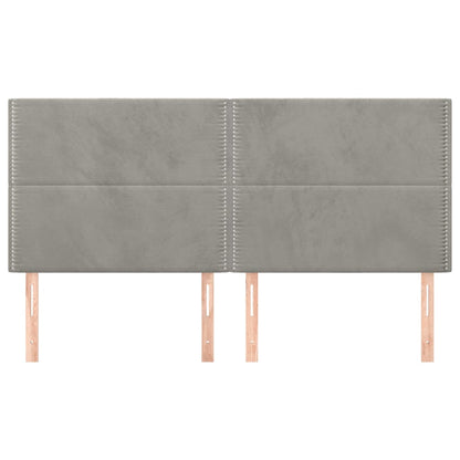 Testiera 4 pz Grigio Chiaro 90x5x78/88 cm in Velluto