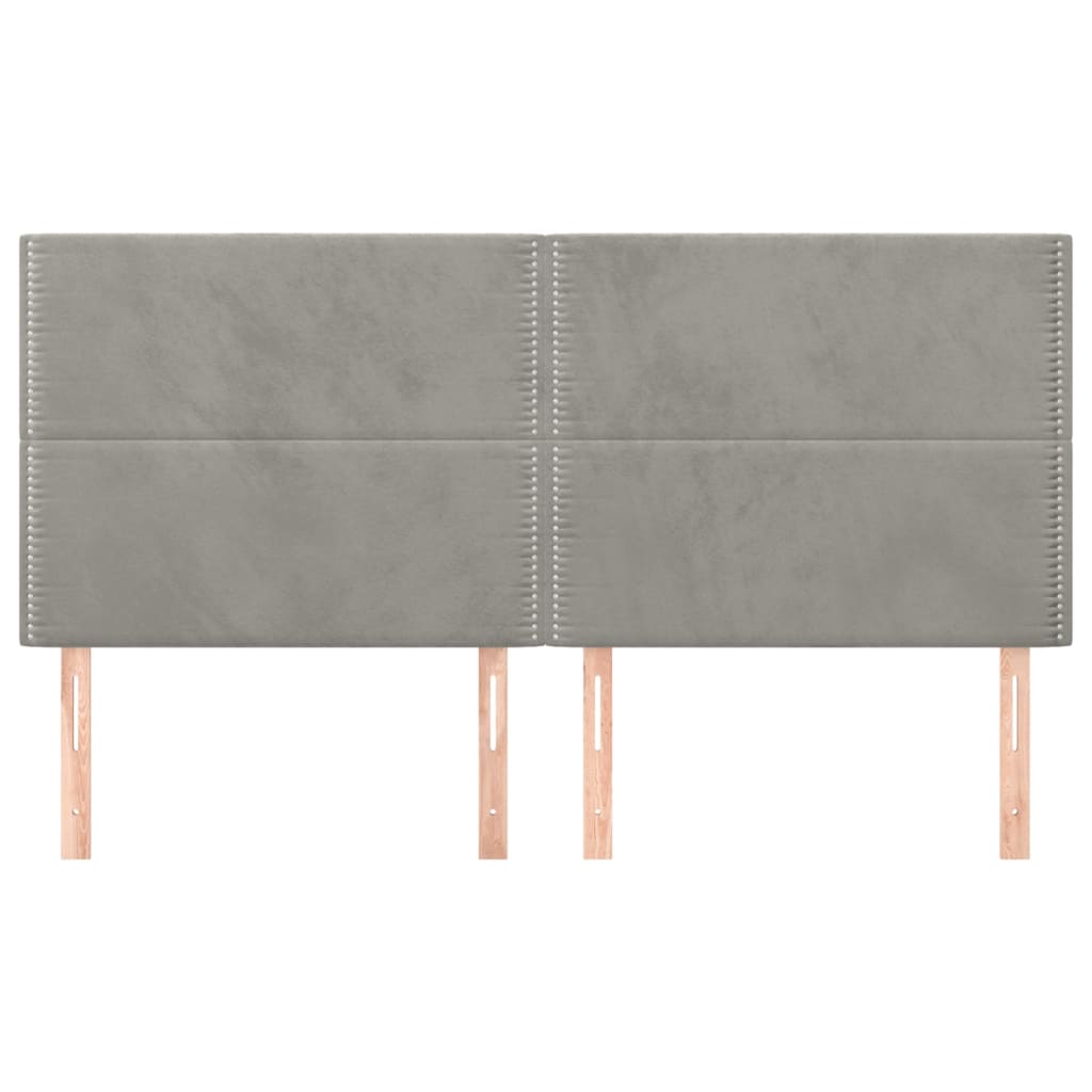 Testiera 4 pz Grigio Chiaro 90x5x78/88 cm in Velluto