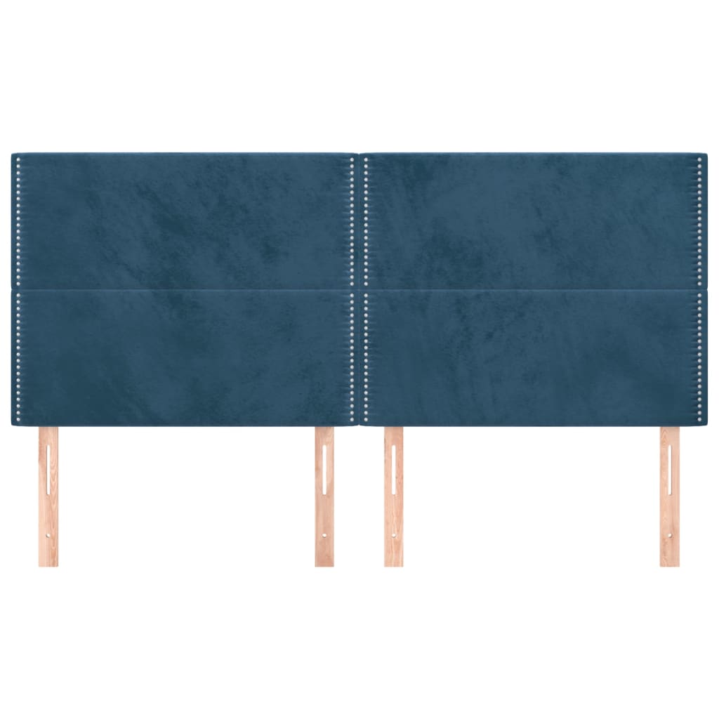 Testiera 4 pz Blu scuro 90x5x78/88 cm in Velluto