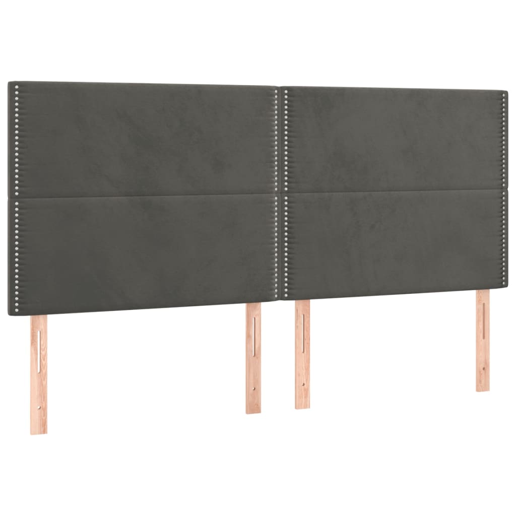 Testiere 4 pz Grigio Scuro 100x5x78/88 cm in Velluto