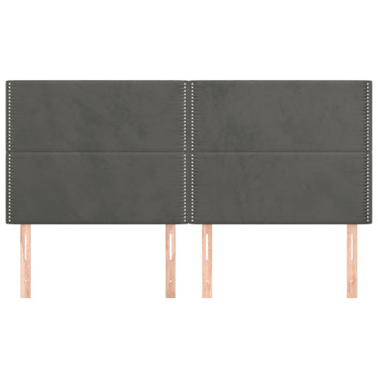 Testiere 4 pz Grigio Scuro 100x5x78/88 cm in Velluto