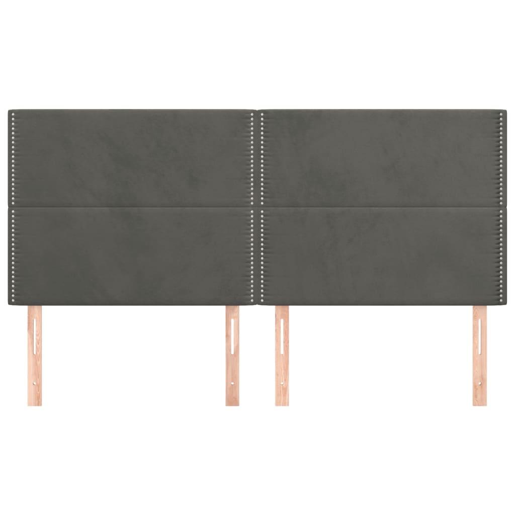 Testiere 4 pz Grigio Scuro 100x5x78/88 cm in Velluto