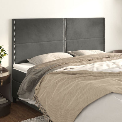 Testiere 4 pz Grigio Scuro 100x5x78/88 cm in Velluto