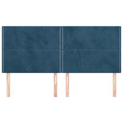 Testiere 4 pz Blu Scuro 100x5x78/88 cm in Velluto