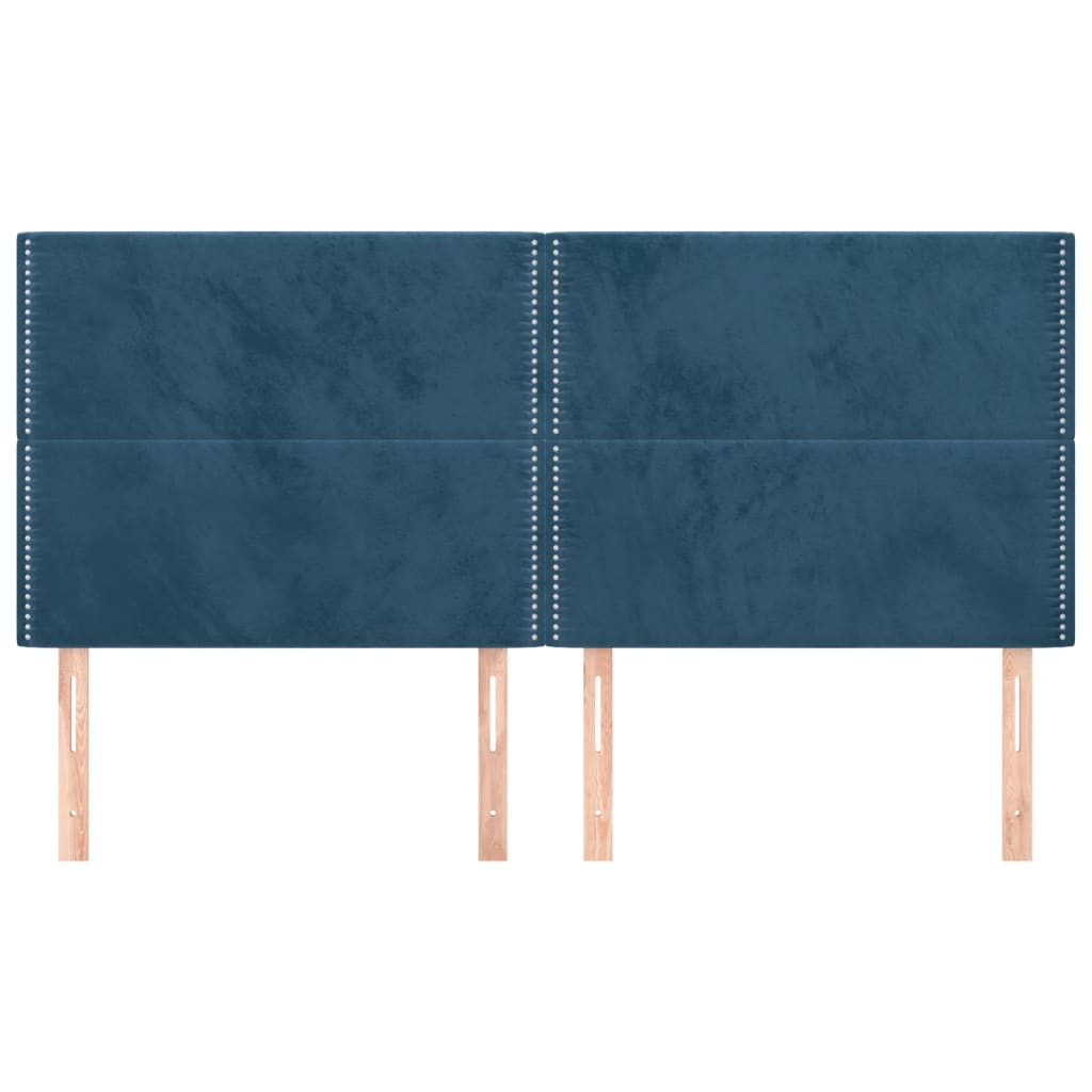 Testiere 4 pz Blu Scuro 100x5x78/88 cm in Velluto