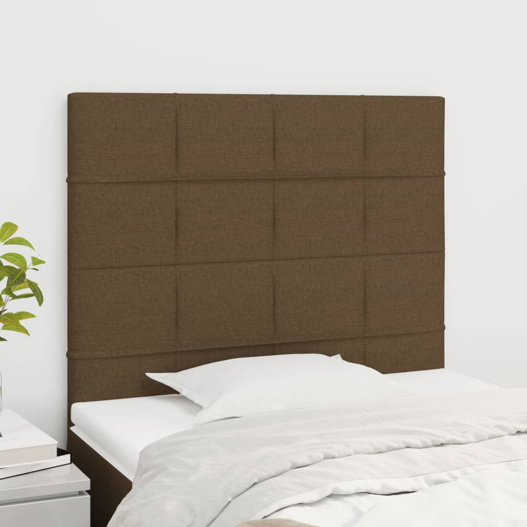 Testiera 2 pz Marrone Scuro 100x5x78/88 cm in Tessuto