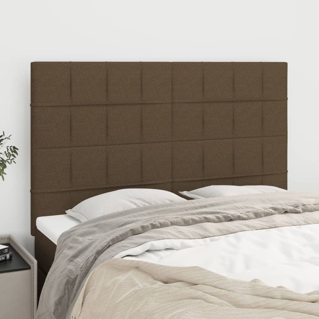 Testiere 4 pz Marrone Scuro 72x5x78/88 cm in Tessuto