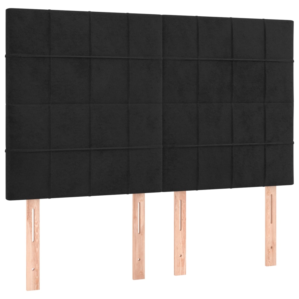 Testiere 4 pz Nere 72x5x78/88 cm in Velluto
