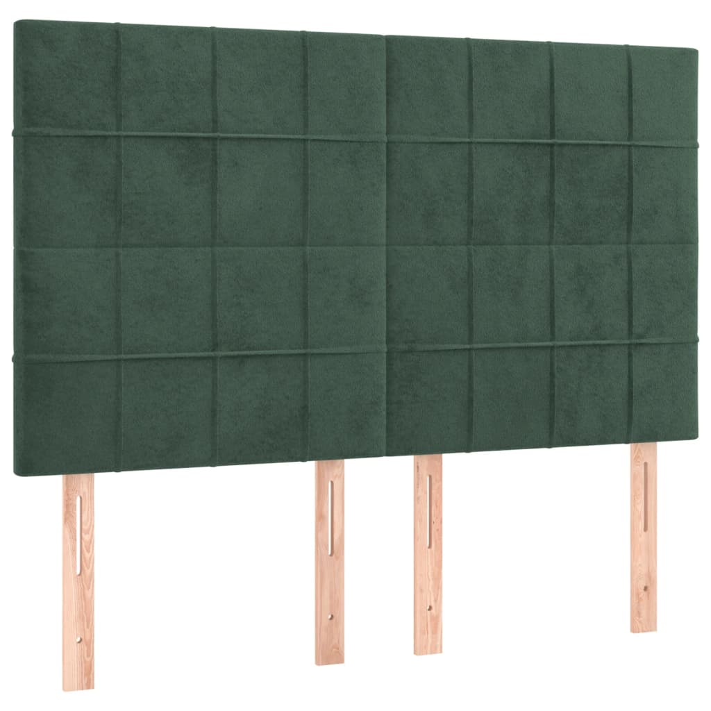 Testiere 4 pz Verde Scuro 72x5x78/88 cm in Velluto