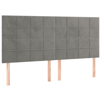 Testiera 4 pz Grigio Chiaro 80x5x78/88 cm in Velluto