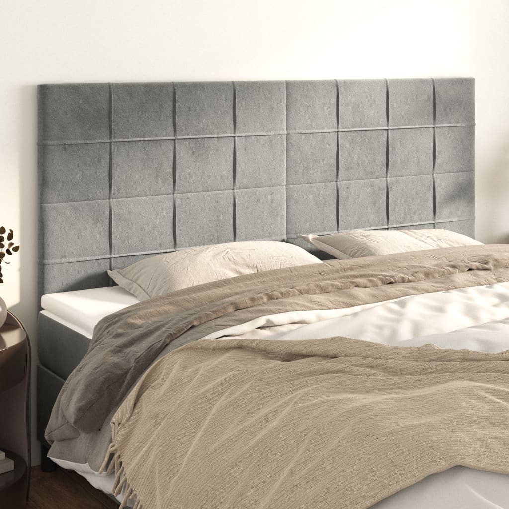 Testiera 4 pz Grigio Chiaro 80x5x78/88 cm in Velluto