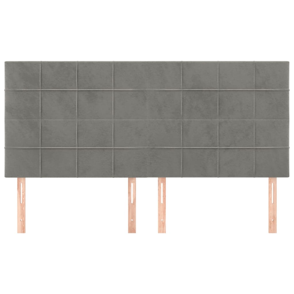 Testiera 4 pz Grigio Chiaro 90x5x78/88 cm in Velluto