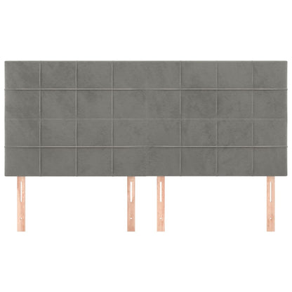 Testiera 4 pz Grigio Chiaro 90x5x78/88 cm in Velluto