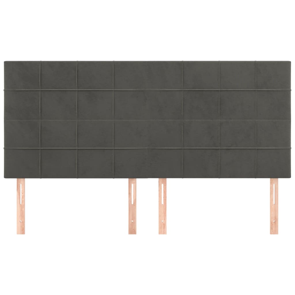 Testiera 4 pz Grigio Scuro 90x5x78/88 cm in Velluto
