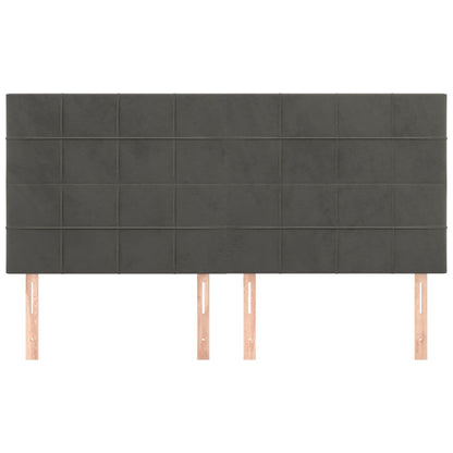 Testiera 4 pz Grigio Scuro 90x5x78/88 cm in Velluto