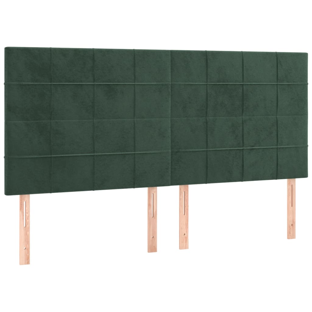 Testiera 4 pz Verde scuro 90x5x78/88 cm in Velluto