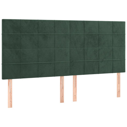 Testiera 4 pz Verde scuro 90x5x78/88 cm in Velluto
