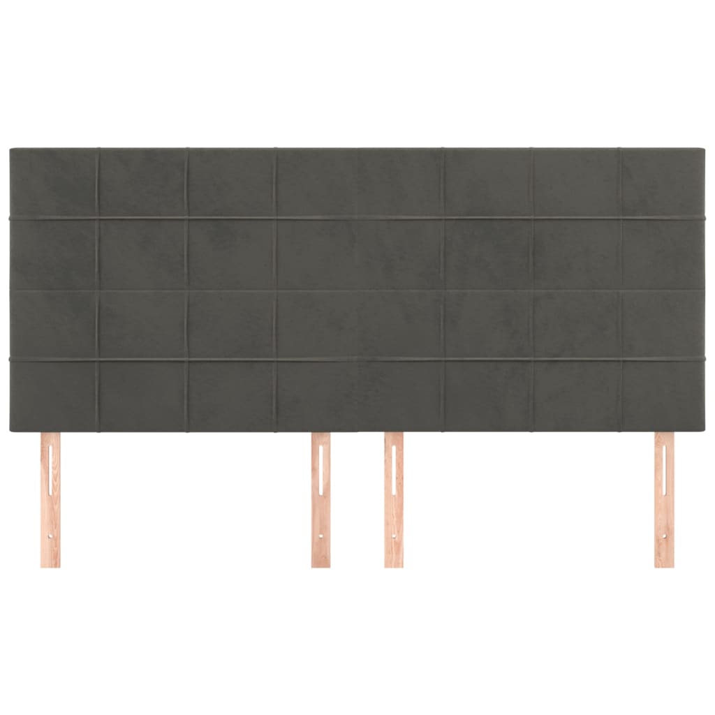 Testiere 4 pz Grigio Scuro 100x5x78/88 cm in Velluto
