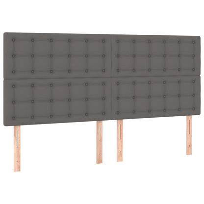 Testiera 4 pz Grigio 80x5x78/88 cm in Similpelle